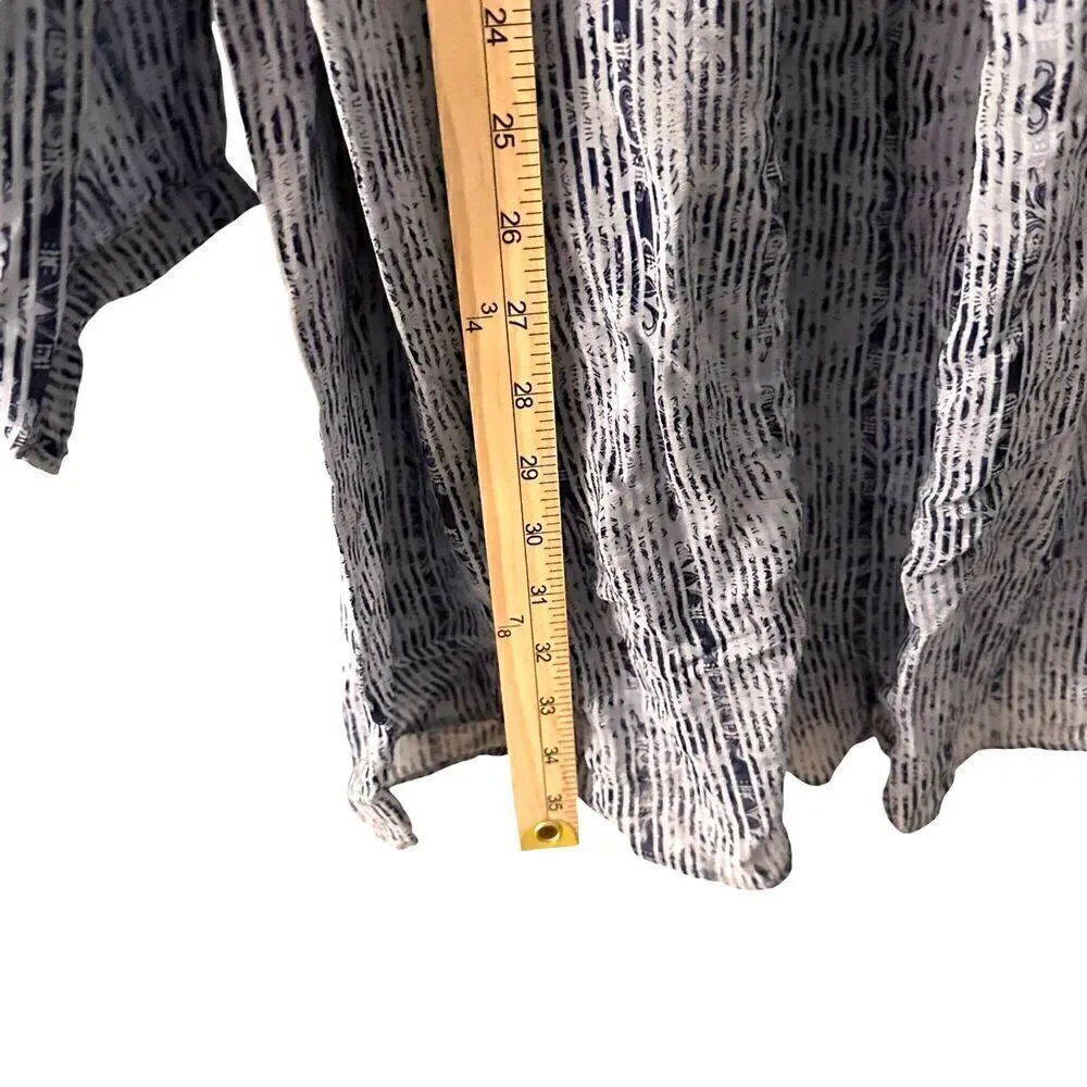 Anthropologie Bhanunu by Jyoto Blue Floral Embroidered 3/4 Sleeve V-Neck Tunic M - Picture 6 of 11